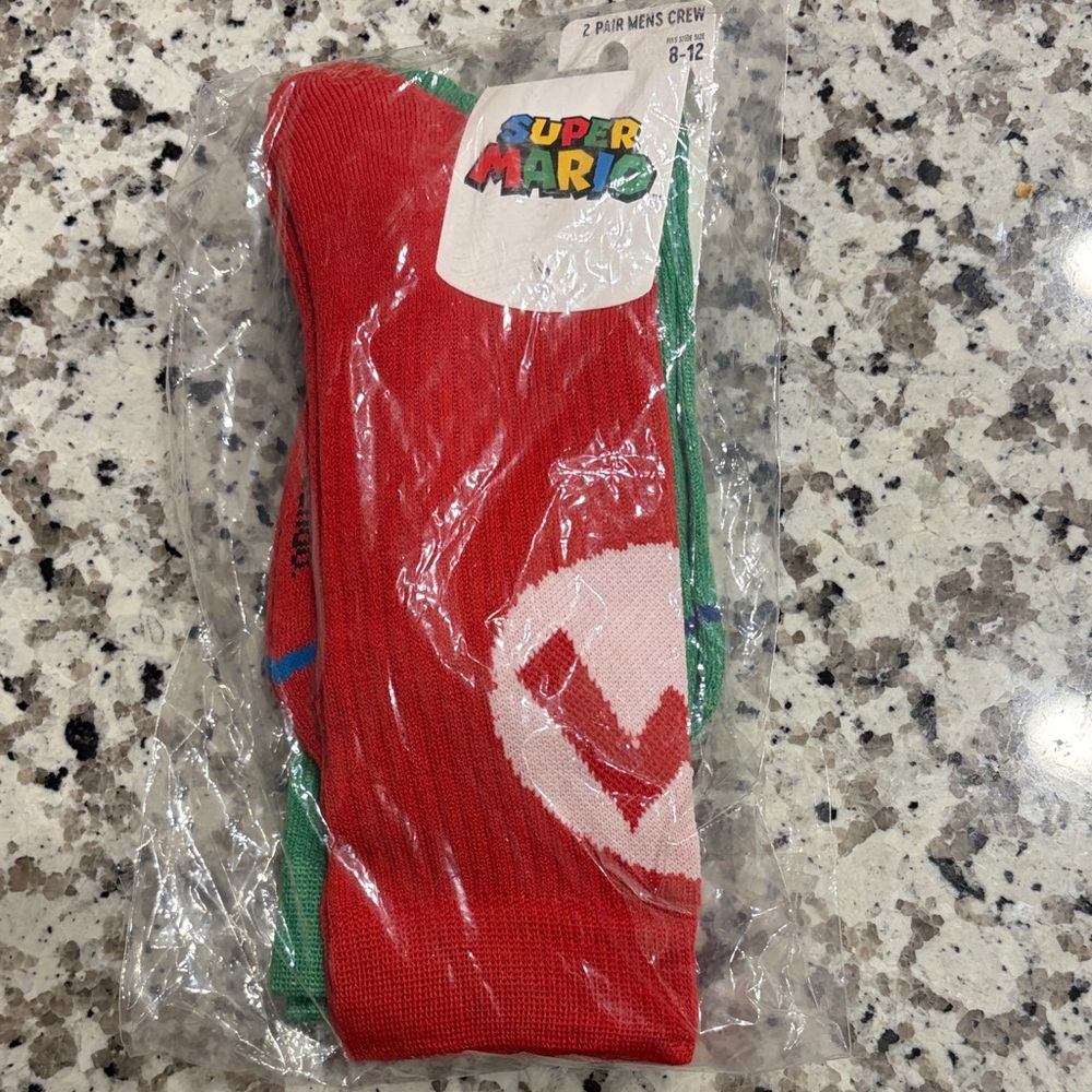 Super Mario Red and Green Crew Socks